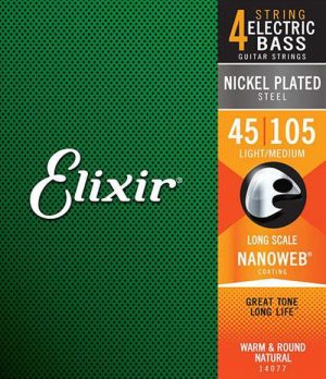 Elixir Nanoweb Light Medium Long Scale basson kielet 45-105