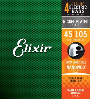 Elixir Nanoweb Light Medium Extra Long Scale basson kielet 45-105
