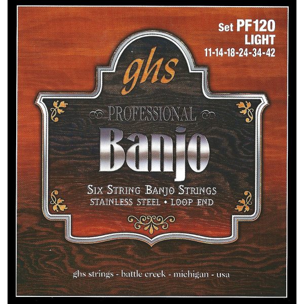 GHS PF120 Loop End 6-kielisen banjon kielet