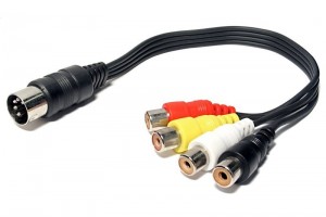 Valueline DIN-uros / 4 x RCA-naaras 0.2m
