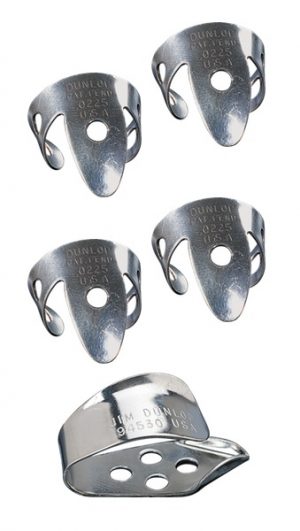 Dunlop peukalo- ja sormiplektra setti metallia 5kpl