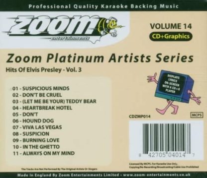 Karaoke CD-G, Hits of Elvis Presley vol.3 - Image 2