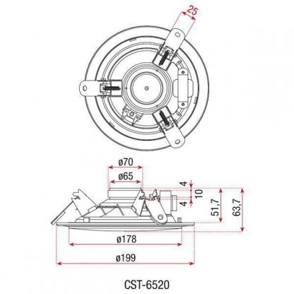 DAP CST-6506 6.5" Passive EN 54-24 Ceiling Speaker 100 V - White - Image 2