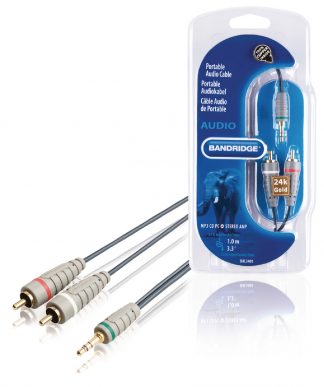 Bandridge 3.5mm TRS-uros / 2 x RCA-uros 1m