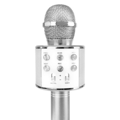 FENTON KM15S karaoke mikrofoni kaiuttimella ja bluetooth pop up karaoke Hopea - Image 2