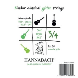 Hannabach Klassisen kitaran kielet Serie 890 3/4 Lasten kitara