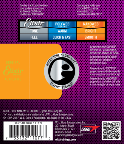 Elixir Nanoweb Medium Light 80/20 bronze akustisen kielet 12-56 - Image 3