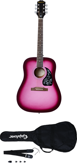 Epiphone Starling Acoustic Player Pack Hot Pink Pearl akustinen kitarapaketti