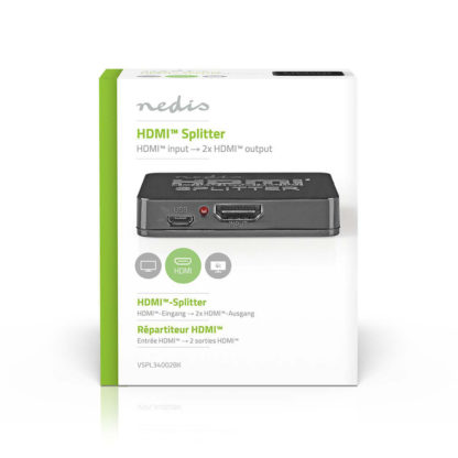 Nedis HDMI ™ Jakaja 2-Porttinen | HDMI™ tulo | 2x HDMI™ lähtö | 4K@30Hz | 2.25 Gbps | ABS-Muovi / PVC | Musta - Image 3