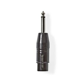 Nedis XLR adapteri XLR 3-Pin naaras | 6.35 mm uros | Niklattu | Suora | Metalli | Musta