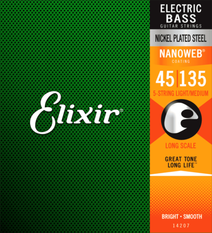 Elixir Nanoweb Light Long Scale 5-kielisen basson kielet 45-135 - Image 2