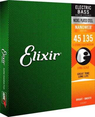 Elixir Nanoweb Light Long Scale 5-kielisen basson kielet 45-135