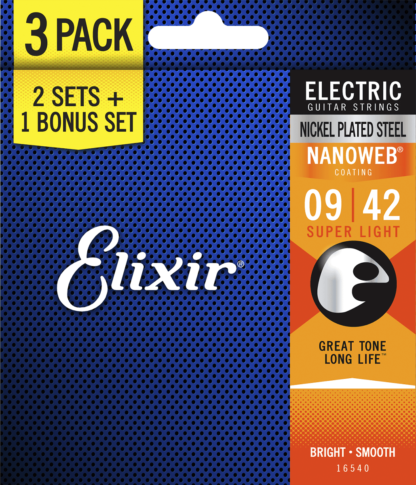 Elixir Nanoweb Light 3P sähkökitaran kielet 09-042 2x+1x Bonus - Image 2