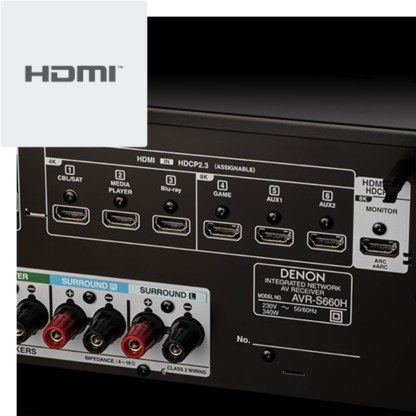 Denon AVR-S660H 5.2 HEOS 8K AV-Viritinvahvistin musta - Image 4