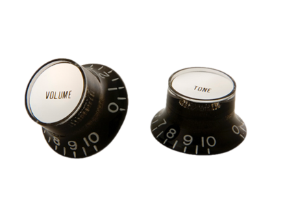 Gibson Top Hat Knobs w/ Silver Metal Insert Black  2+2 - Image 2