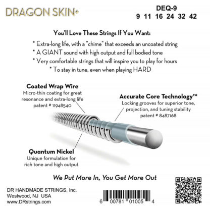 DR Strings Dragon Skin+ DEQ-9/42 Sähkökitaran kielet - Image 2