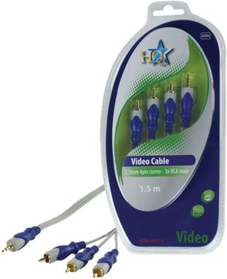 HQ Video camera cable 3,5mm 4pin stereo-3X RCA male 1,5m