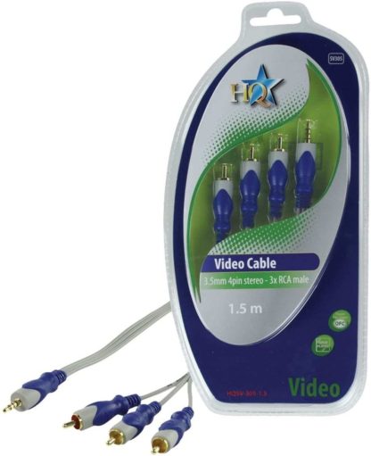 HQ Video camera cable 3,5mm 4pin stereo-3X RCA male 1,5m