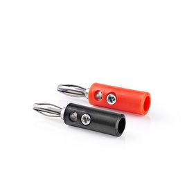 Nedis banaaniliitin Suora | Uros | Niklattu | Ruuvi | Kaapelin läpitulomitta: 4.5 mm | PVC | Musta / Punainen | 4 kpl | Laatikko