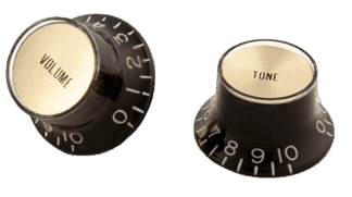 GibsonTop Hat Knobs w/ Gold Metal Insert (Black)(2+2 pcs.)