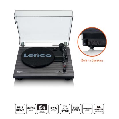 Lenco LS-10BK levysoitin sisäänrakennetuilla kaiuttimilla musta - Image 2