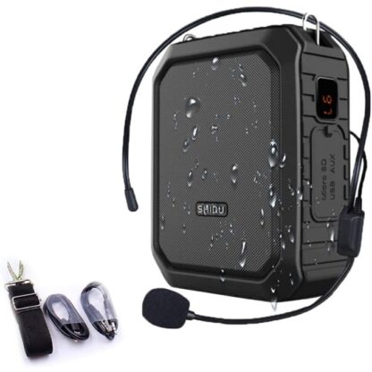 SHIDU 18W bluetooth kaiutin musta IPX5 varustettu langallisella mikrofonilla