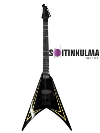 Spira Guitars V-420 FR Black Yellow Pinstripe sähkökitara