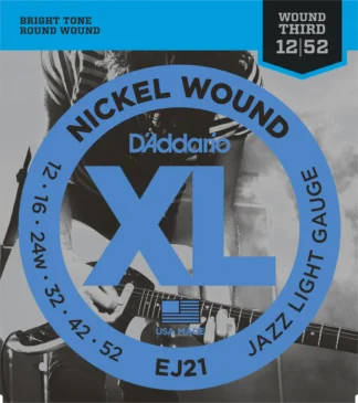 D'Addario EJ21 sähkökitaran kielet 12-52 punottu G