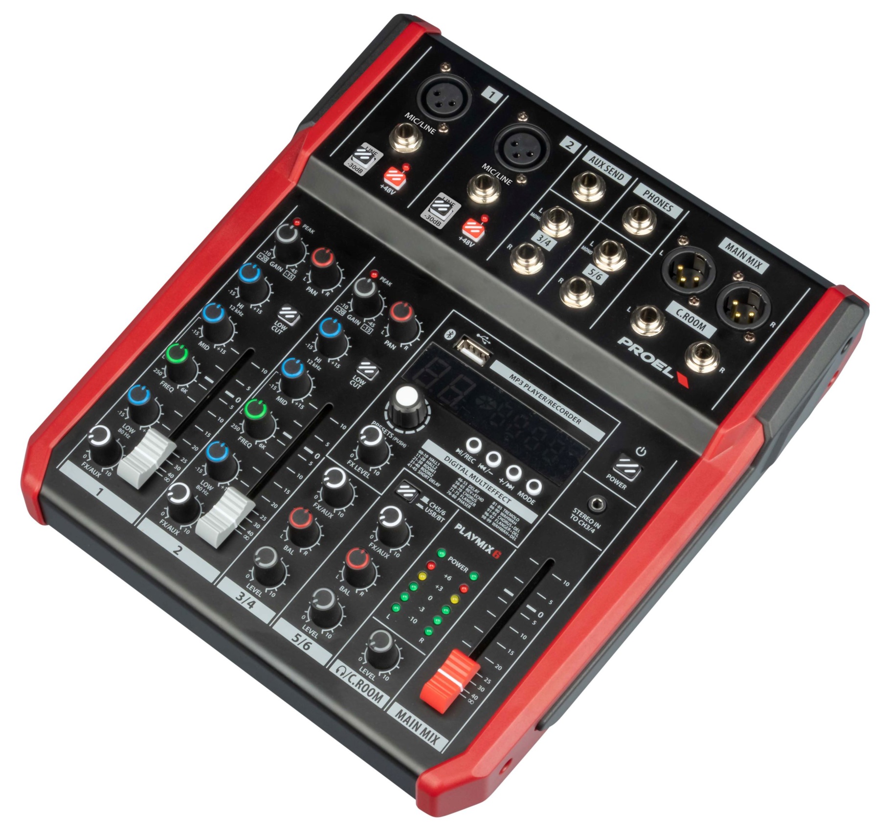 PROEL PLAYMIX6, mikseri, USB-toisto ja äänitys, Bluetooth